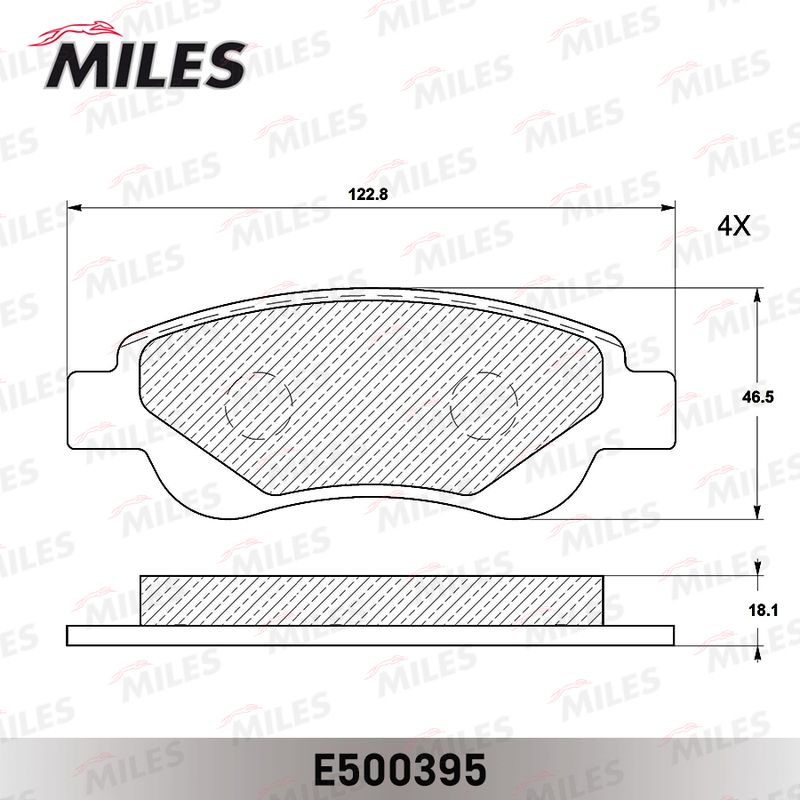 Комплект тормозных колодок, дисковый тормоз MILES E500395