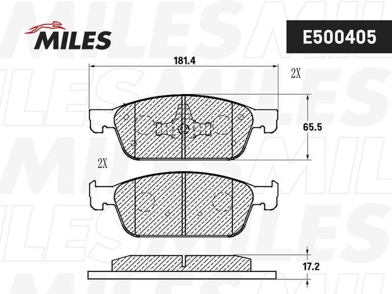 Комплект тормозных колодок, дисковый тормоз MILES E500405