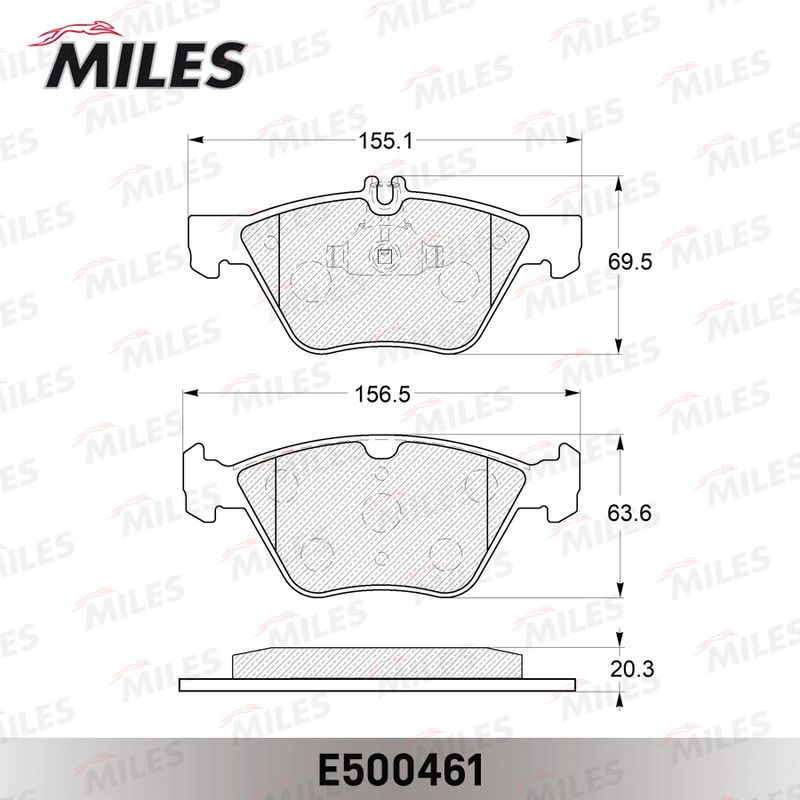 Комплект тормозных колодок, дисковый тормоз MILES E500461