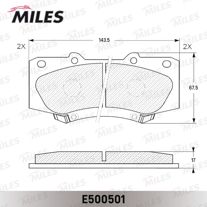 Комплект тормозных колодок, дисковый тормоз MILES E500501