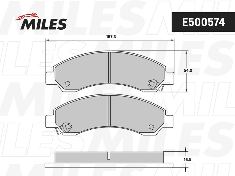 Комплект тормозных колодок, дисковый тормоз MILES E500574
