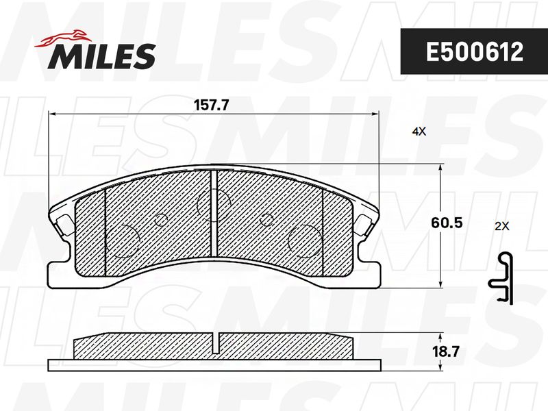 Комплект тормозных колодок, дисковый тормоз MILES E500612