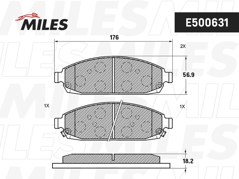 Комплект тормозных колодок, дисковый тормоз MILES E500631
