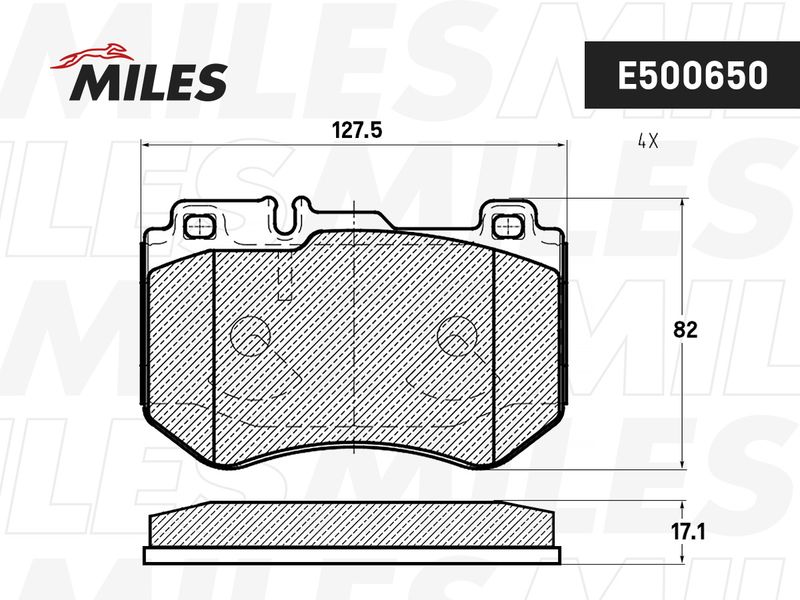 Комплект тормозных колодок, дисковый тормоз MILES E500650