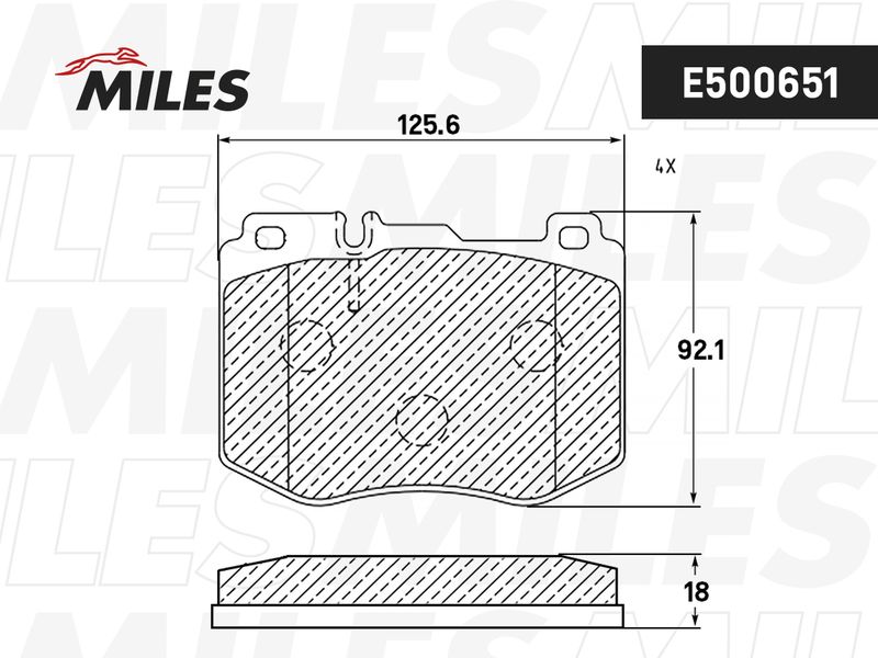 Комплект тормозных колодок, дисковый тормоз MILES E500651