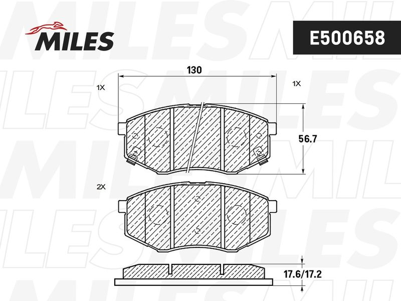 Комплект тормозных колодок, дисковый тормоз MILES E500658