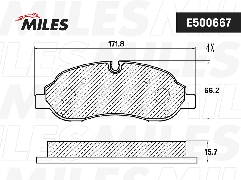 Комплект тормозных колодок, дисковый тормоз MILES E500667