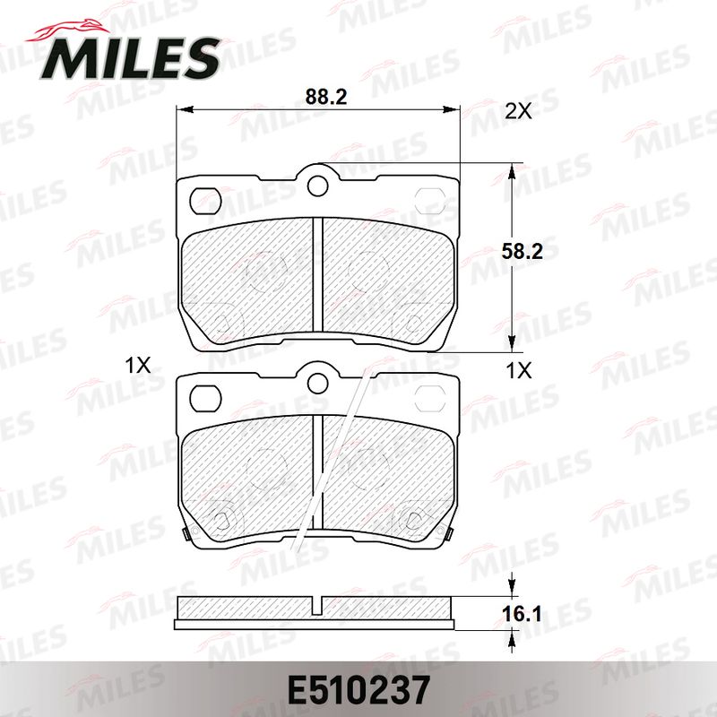 Комплект тормозных колодок, дисковый тормоз MILES E510237