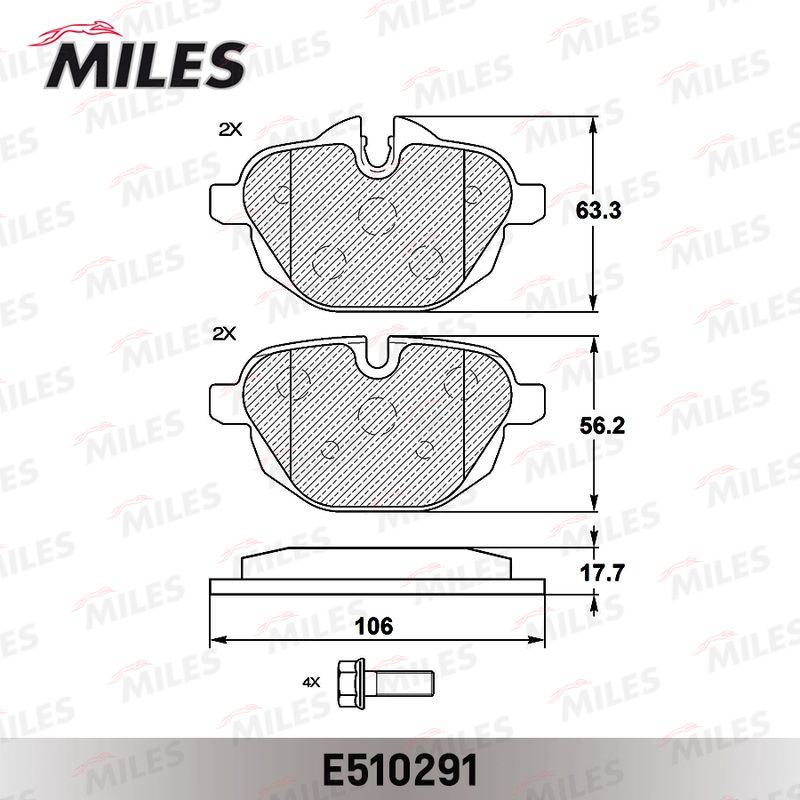 Комплект тормозных колодок, дисковый тормоз MILES E510291