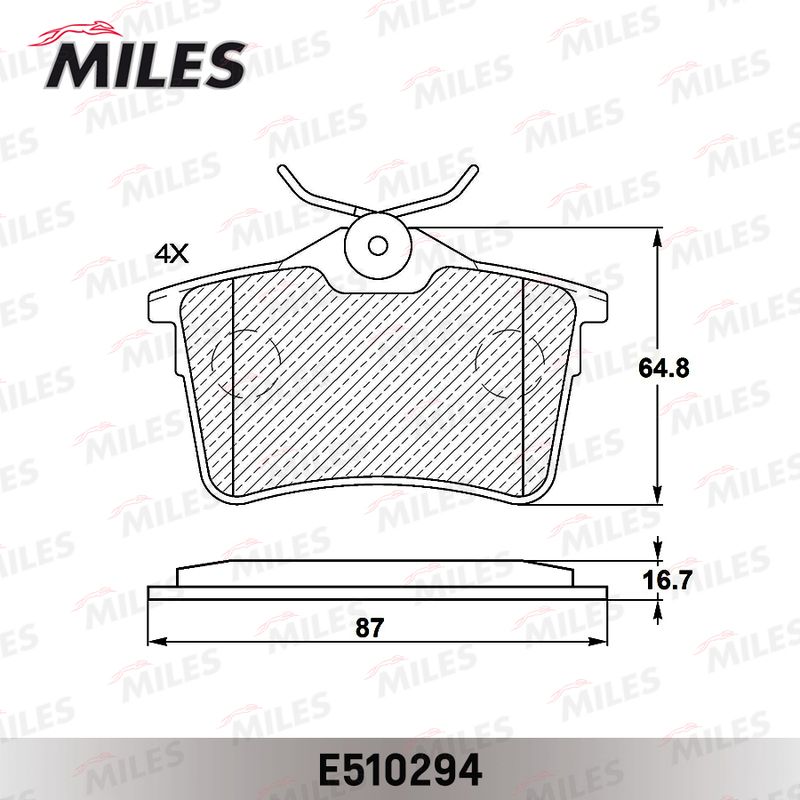 Комплект тормозных колодок, дисковый тормоз MILES E510294