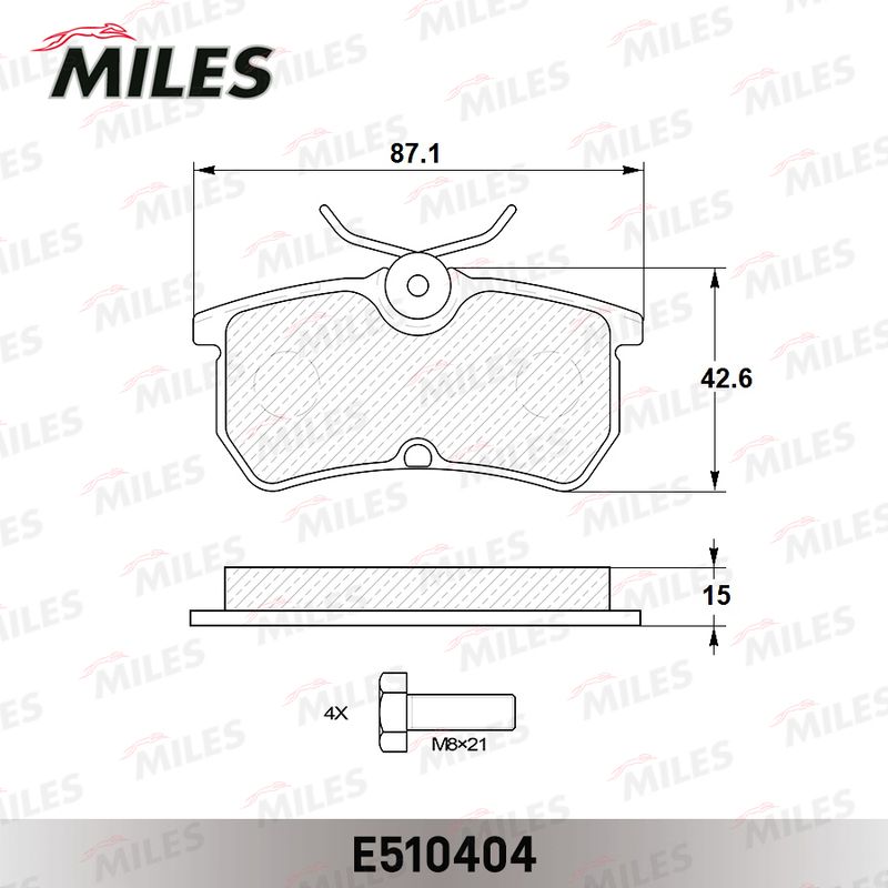 Комплект тормозных колодок, дисковый тормоз MILES E510404