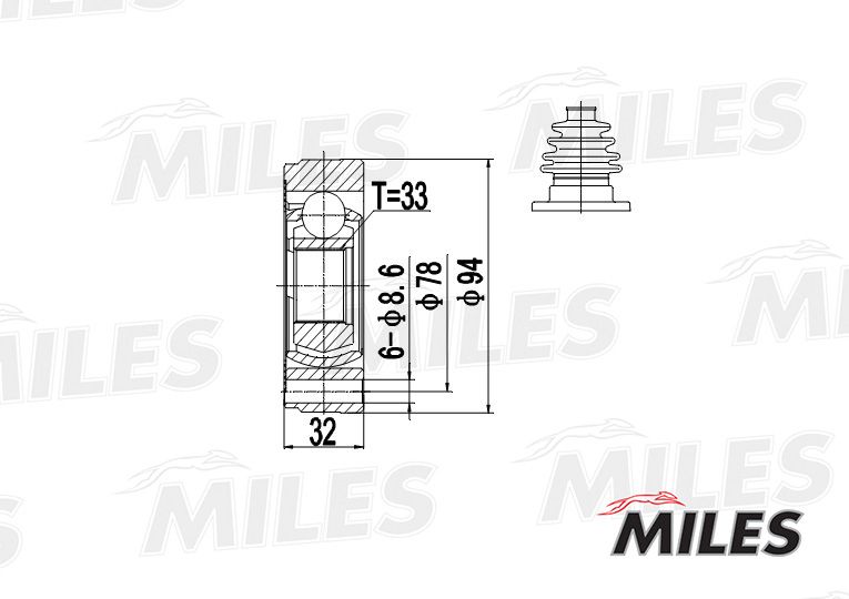 Шарнирный комплект, приводной вал MILES GA10001