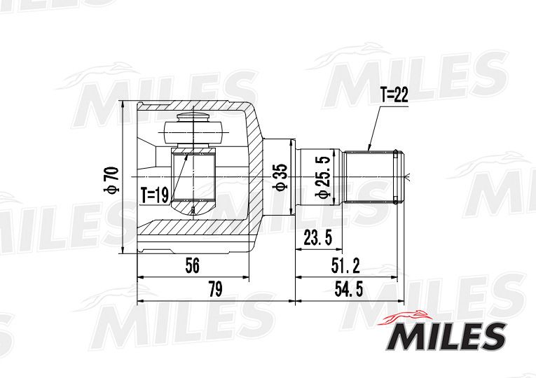 Шарнирный комплект, приводной вал MILES GA10013