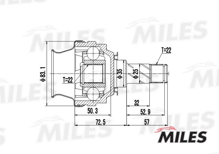 Шарнирный комплект, приводной вал MILES GA10021