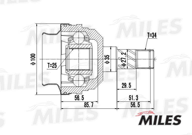 Шарнирный комплект, приводной вал MILES GA10022