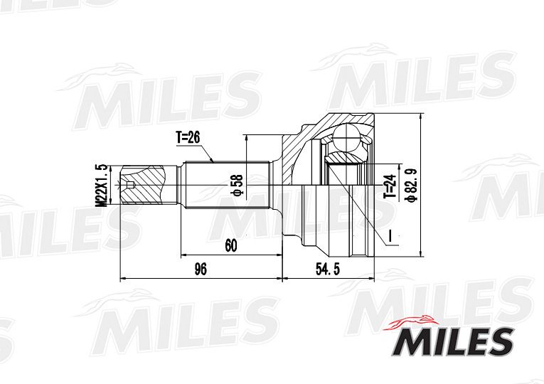Шарнирный комплект, приводной вал MILES GA10028