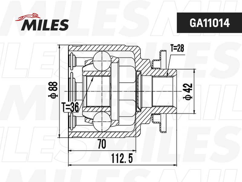 Шарнирный комплект, приводной вал MILES GA11014