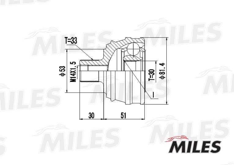 Шарнирный комплект, приводной вал MILES GA20012