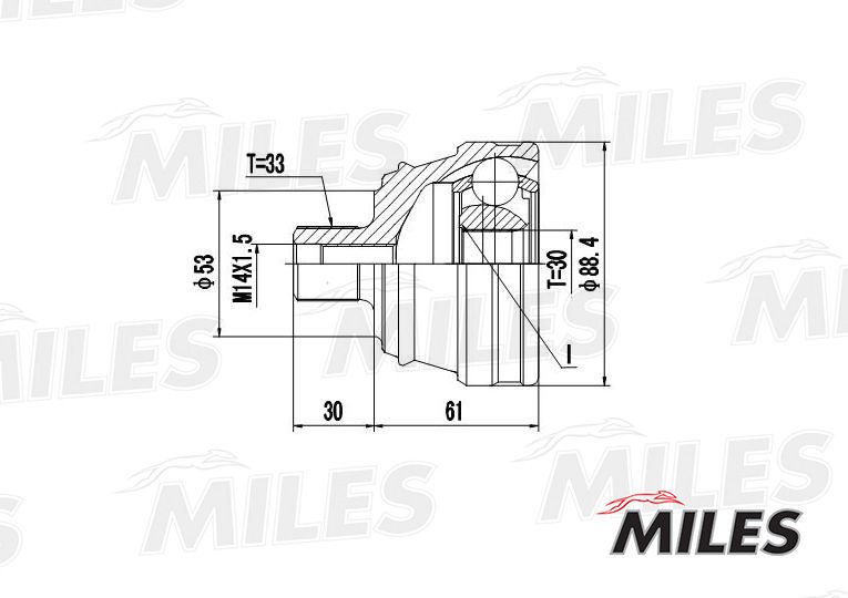 Шарнирный комплект, приводной вал MILES GA20015