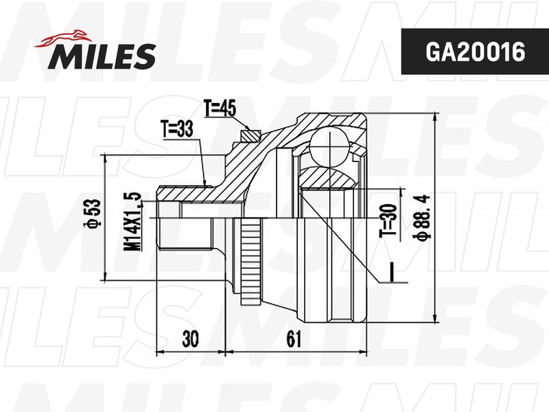 Шарнирный комплект, приводной вал MILES GA20016