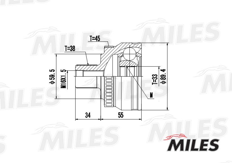 Шарнирный комплект, приводной вал MILES GA20027