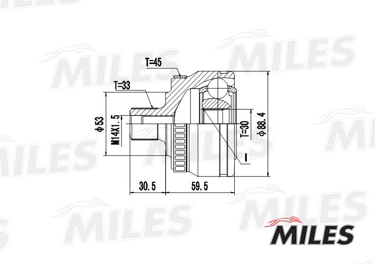 Шарнирный комплект, приводной вал MILES GA20037