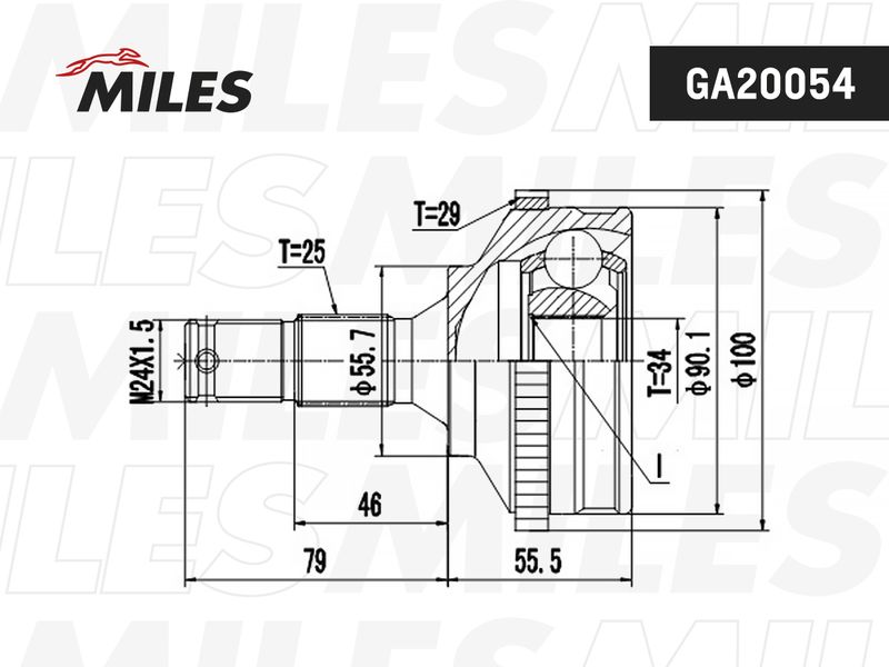 Шарнирный комплект, приводной вал MILES GA20054
