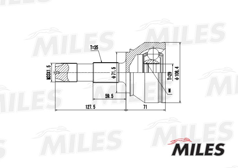 Шарнирный комплект, приводной вал MILES GA20072