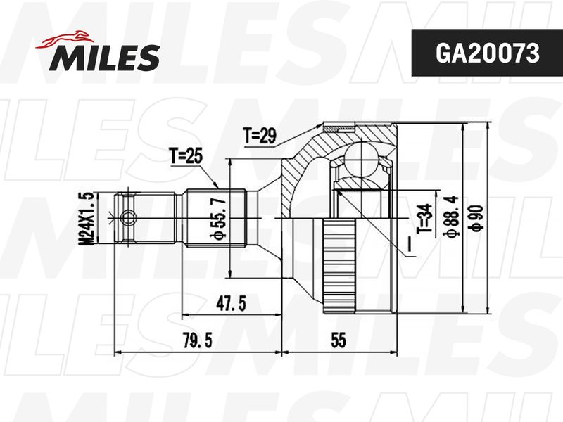 Шарнирный комплект, приводной вал MILES GA20073
