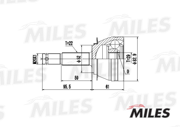 Шарнирный комплект, приводной вал MILES GA20082