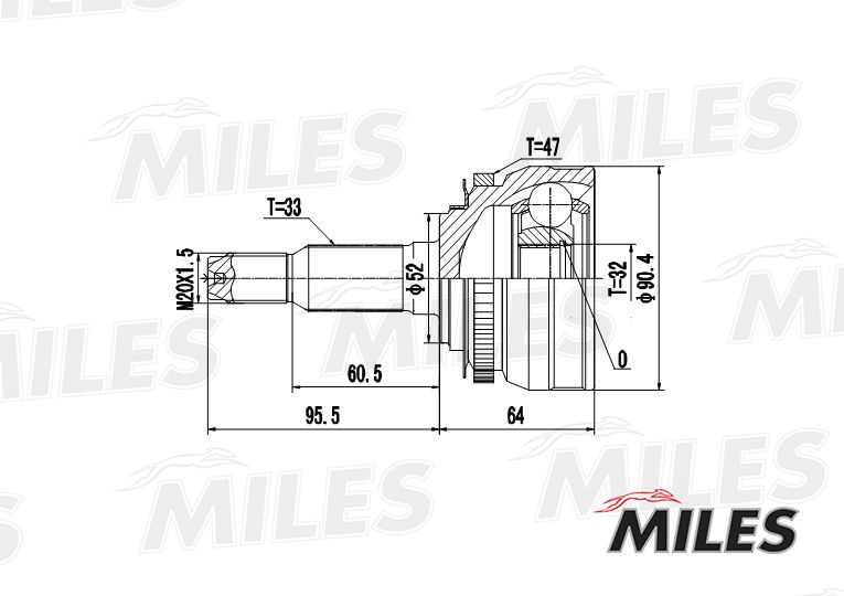 Шарнирный комплект, приводной вал MILES GA20083