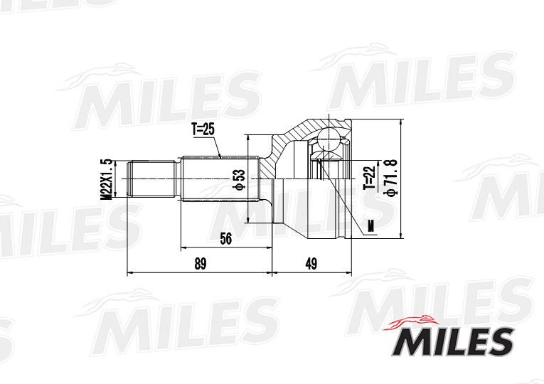 Шарнирный комплект, приводной вал MILES GA20102