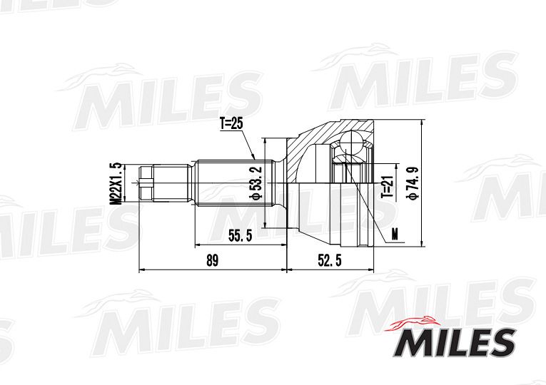 Шарнирный комплект, приводной вал MILES GA20111