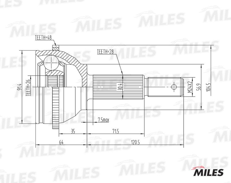 Шарнирный комплект, приводной вал MILES GA20124