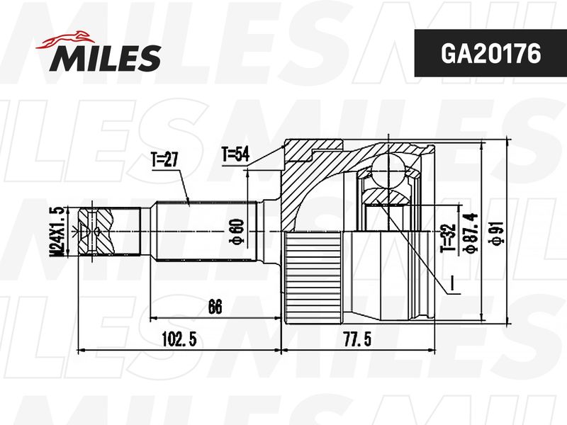 Шарнирный комплект, приводной вал MILES GA20176