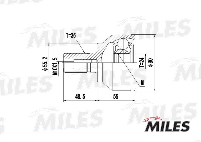 Шарнирный комплект, приводной вал MILES GA20209