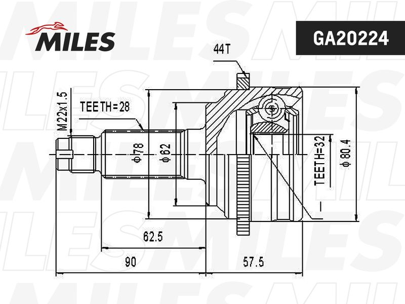 Шарнирный комплект, приводной вал MILES GA20224