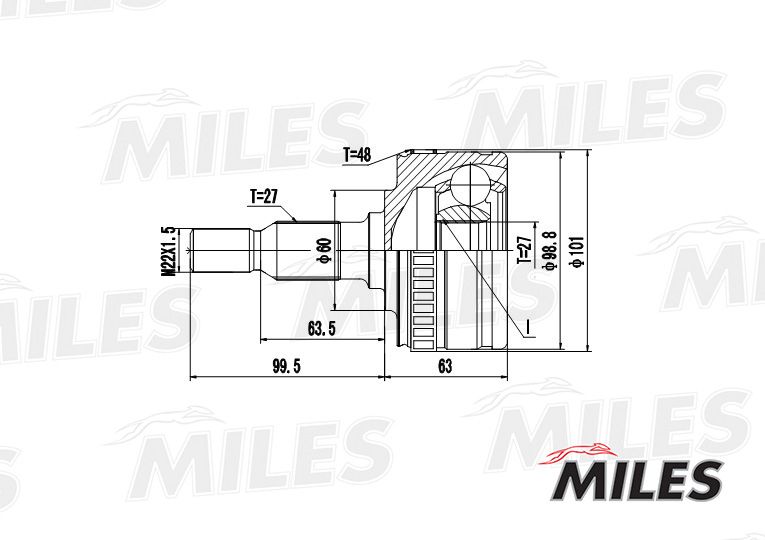 Шарнирный комплект, приводной вал MILES GA20244