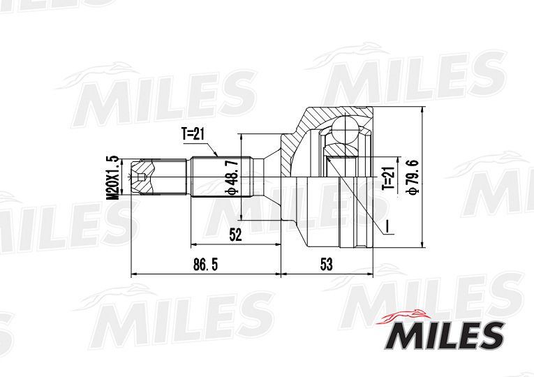 Шарнирный комплект, приводной вал MILES GA20368