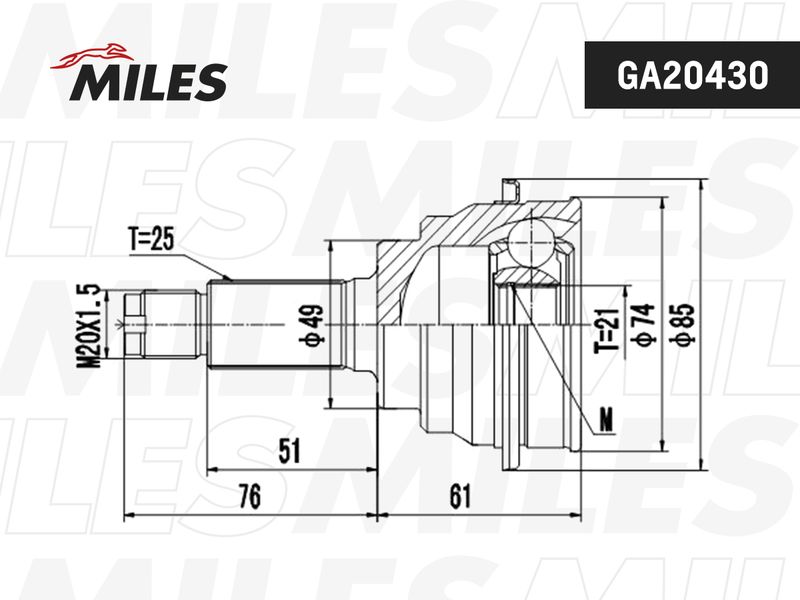 Шарнирный комплект, приводной вал MILES GA20430