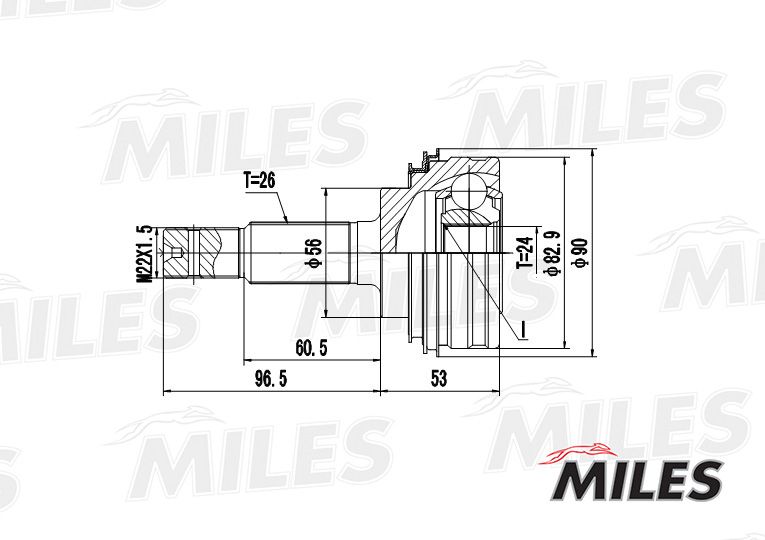 Шарнирный комплект, приводной вал MILES GA20464