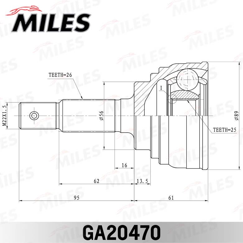 Шарнирный комплект, приводной вал MILES GA20470