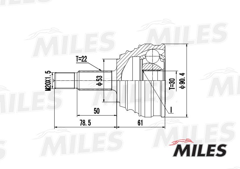 Шарнирный комплект, приводной вал MILES GA20517
