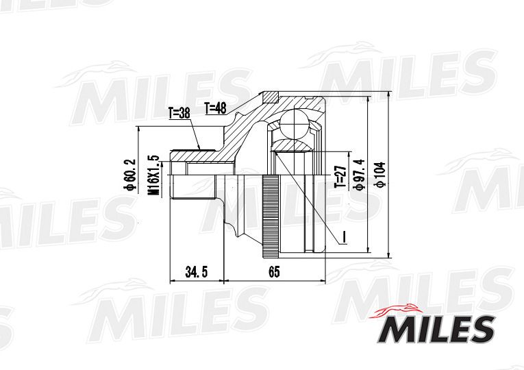 Шарнирный комплект, приводной вал MILES GA20529
