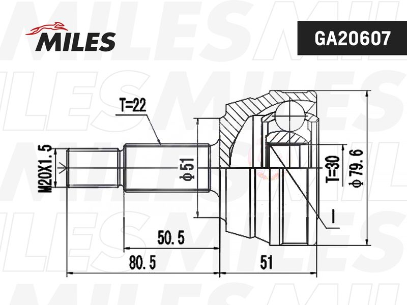 Шарнирный комплект, приводной вал MILES GA20607