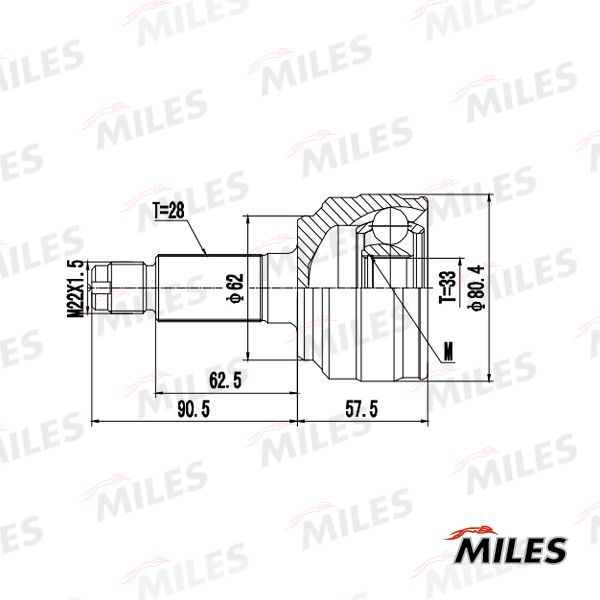 Шарнирный комплект, приводной вал MILES GA20658