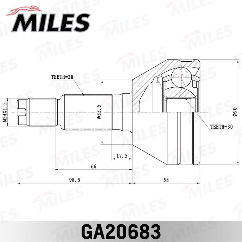 Шарнирный комплект, приводной вал MILES GA20683