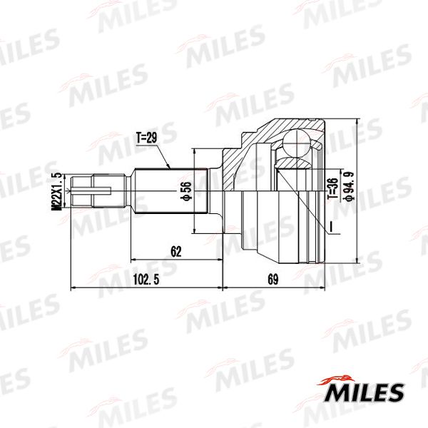 Шарнирный комплект, приводной вал MILES GA20711