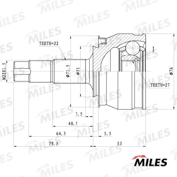 Шарнирный комплект, приводной вал MILES GA20718