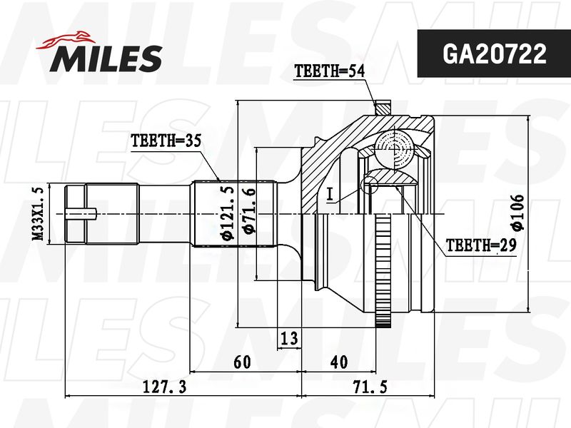 Шарнир, приводной вал MILES GA20722